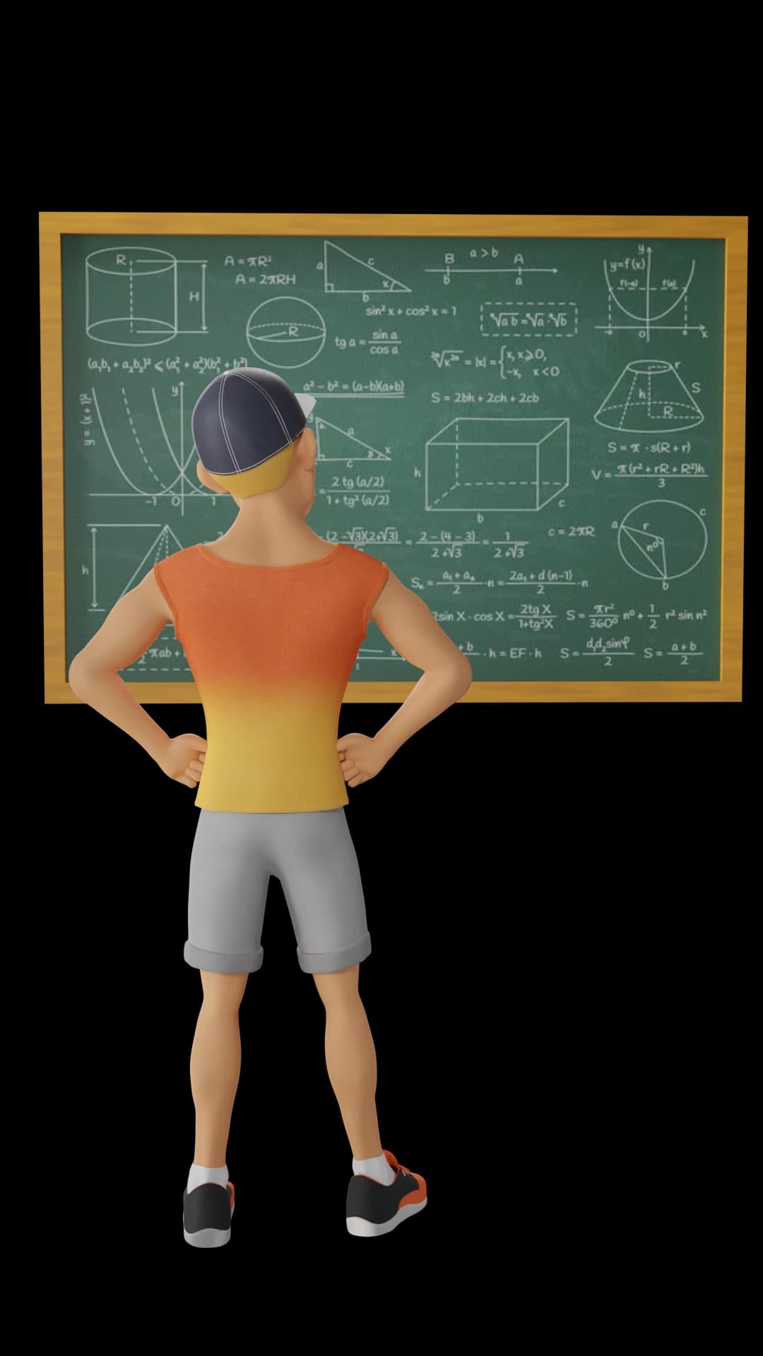 Ariston regarde un tableau rempli d'équations complexes (thème sombre)!